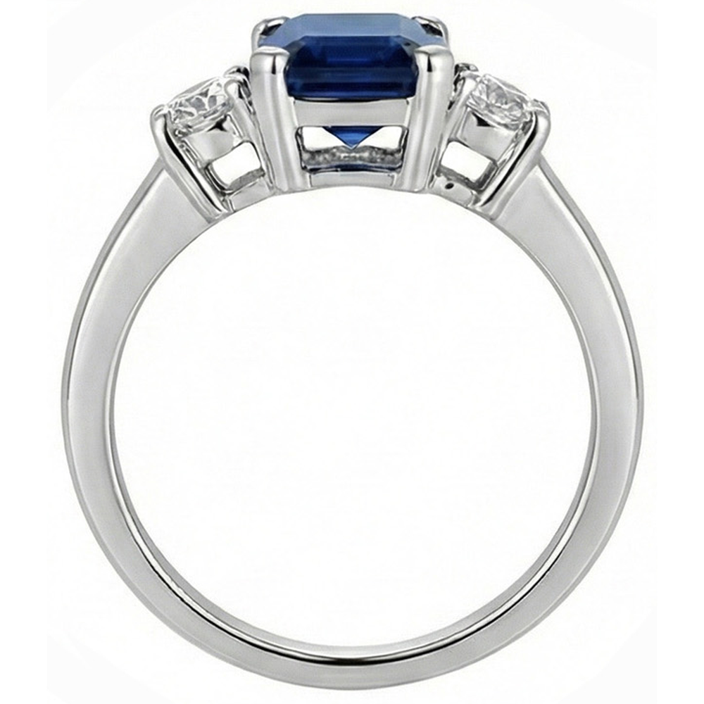 3 Stone 2.50 Carats Ceylon Sapphire Anniversary Ring White Gold 14K