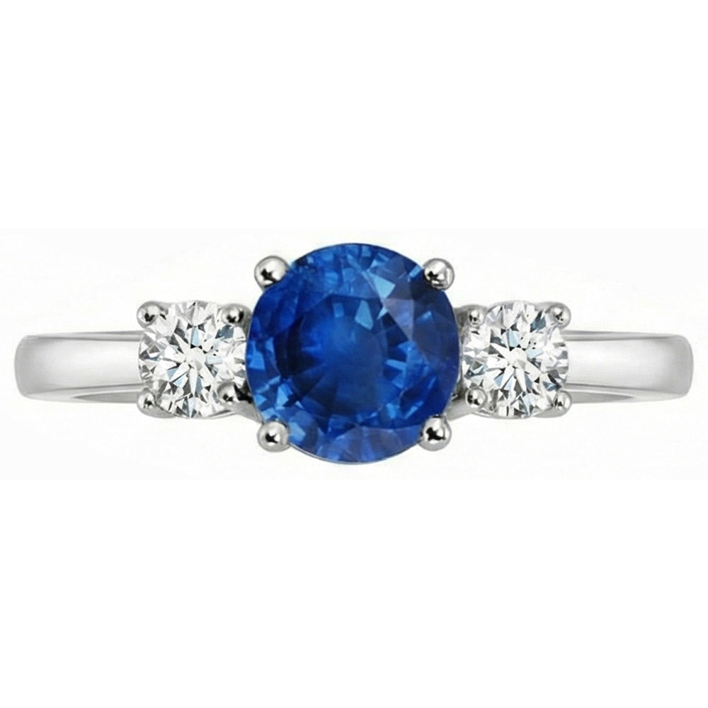 natural round sapphire 2.70ct ring side angle