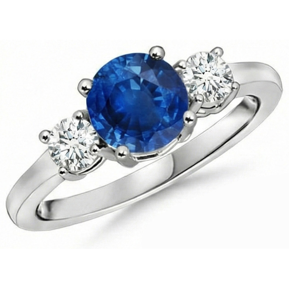 natural round sapphire 2.70ct ring profile view