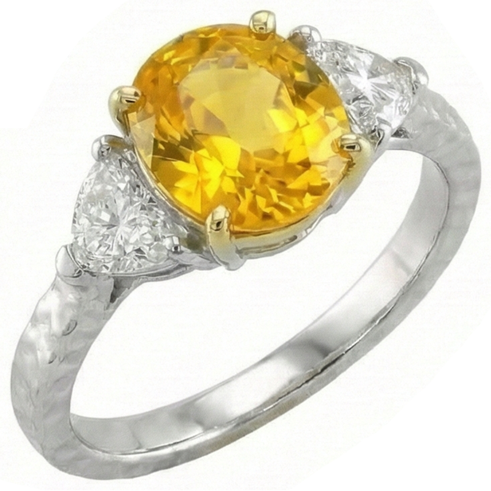 3 Stone 4.50 Ct. Oval Yellow Sapphire And Natural Earth Mined Diamond ( Not Lab Grown )s Ring White Gold