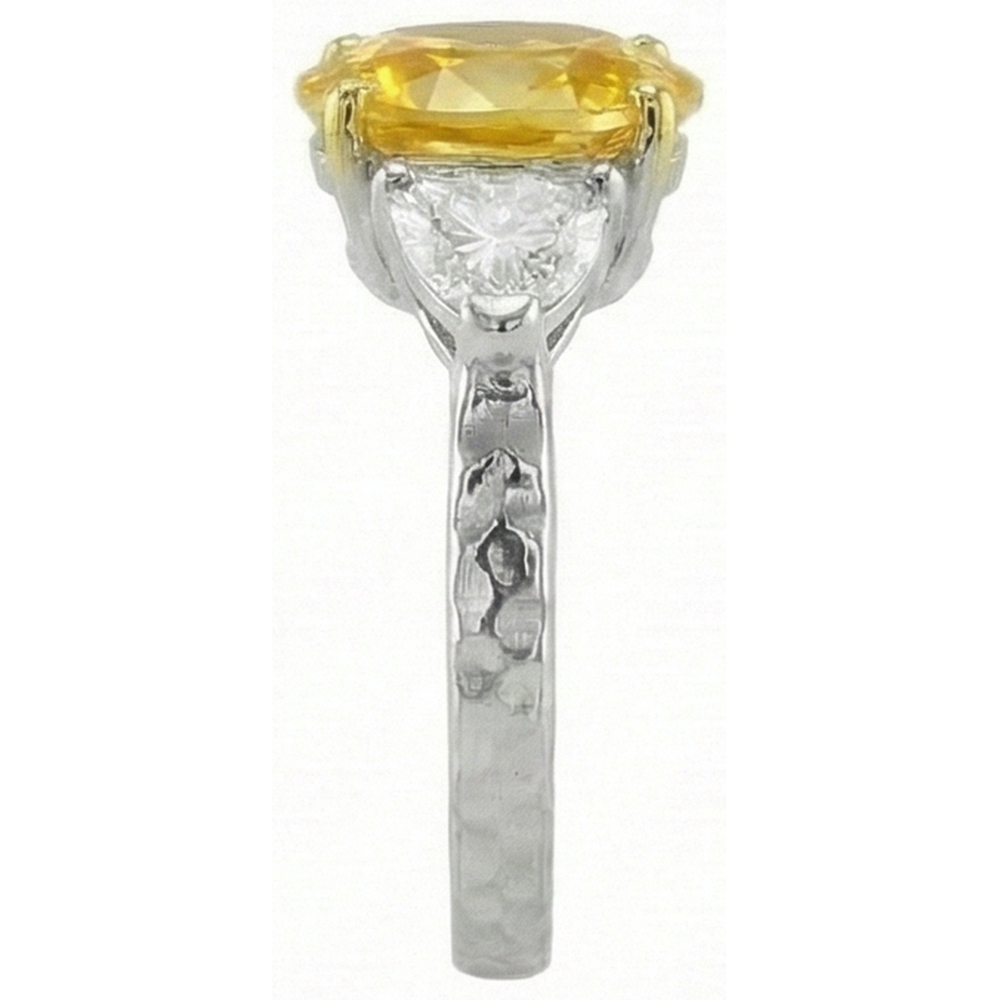 3 Stone 4.50 Ct. Oval Yellow Sapphire And Natural Earth Mined Diamond ( Not Lab Grown )s Ring White Gold