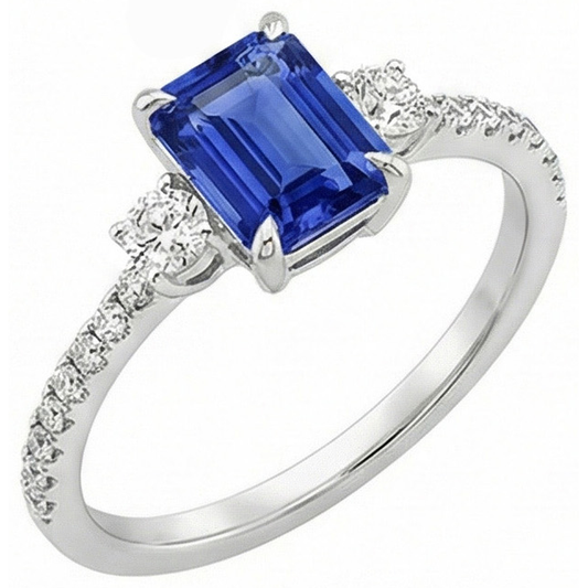 natural emerald sapphire 4.25ct ring close up detail