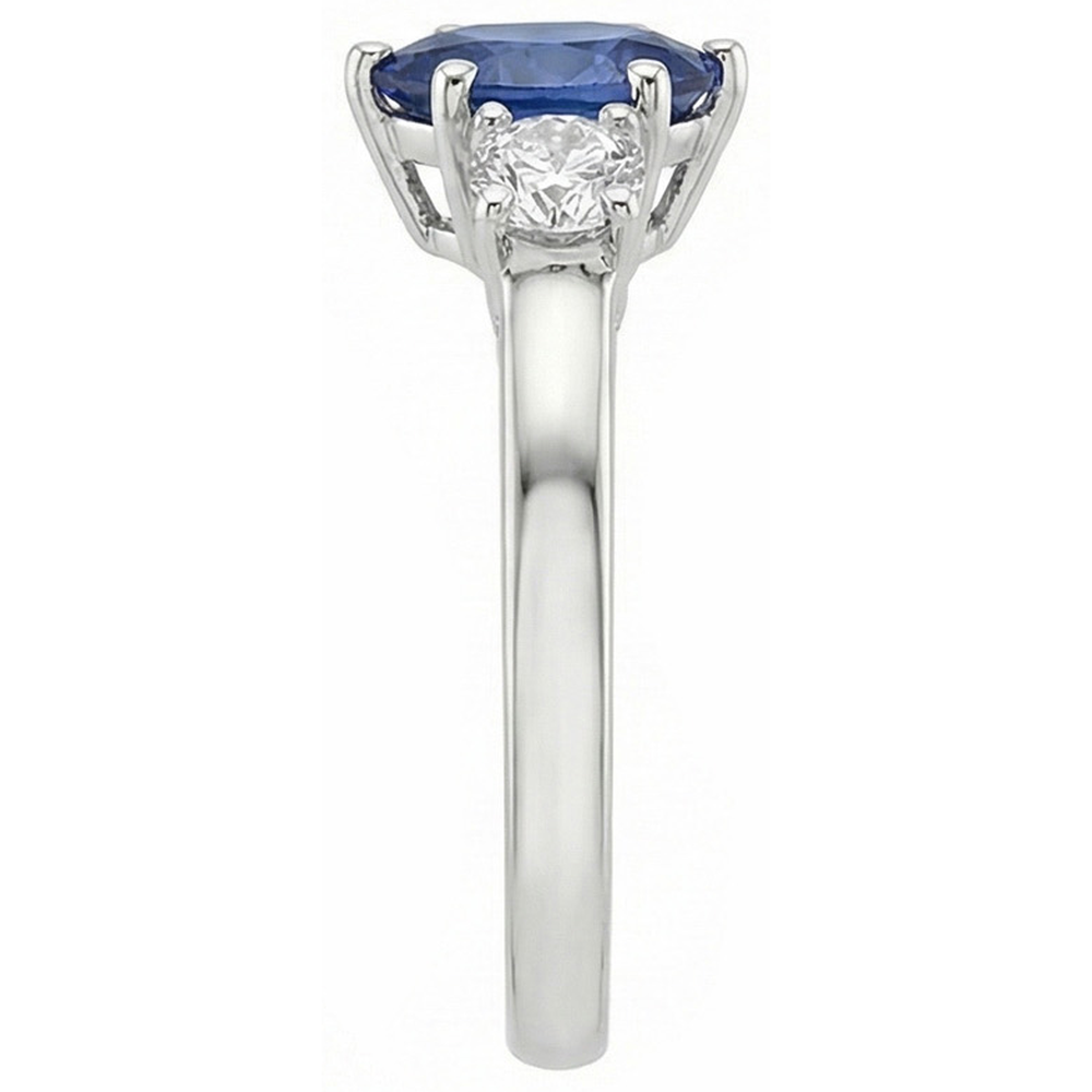 3 Stone Anniversary Ring Pear Ceylon Sapphire & Natural Earth Mined Diamond ( Not Lab Grown )s 4.50 Carats