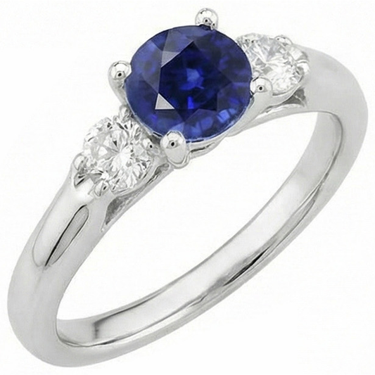 natural round sapphire 1.75ct ring front view