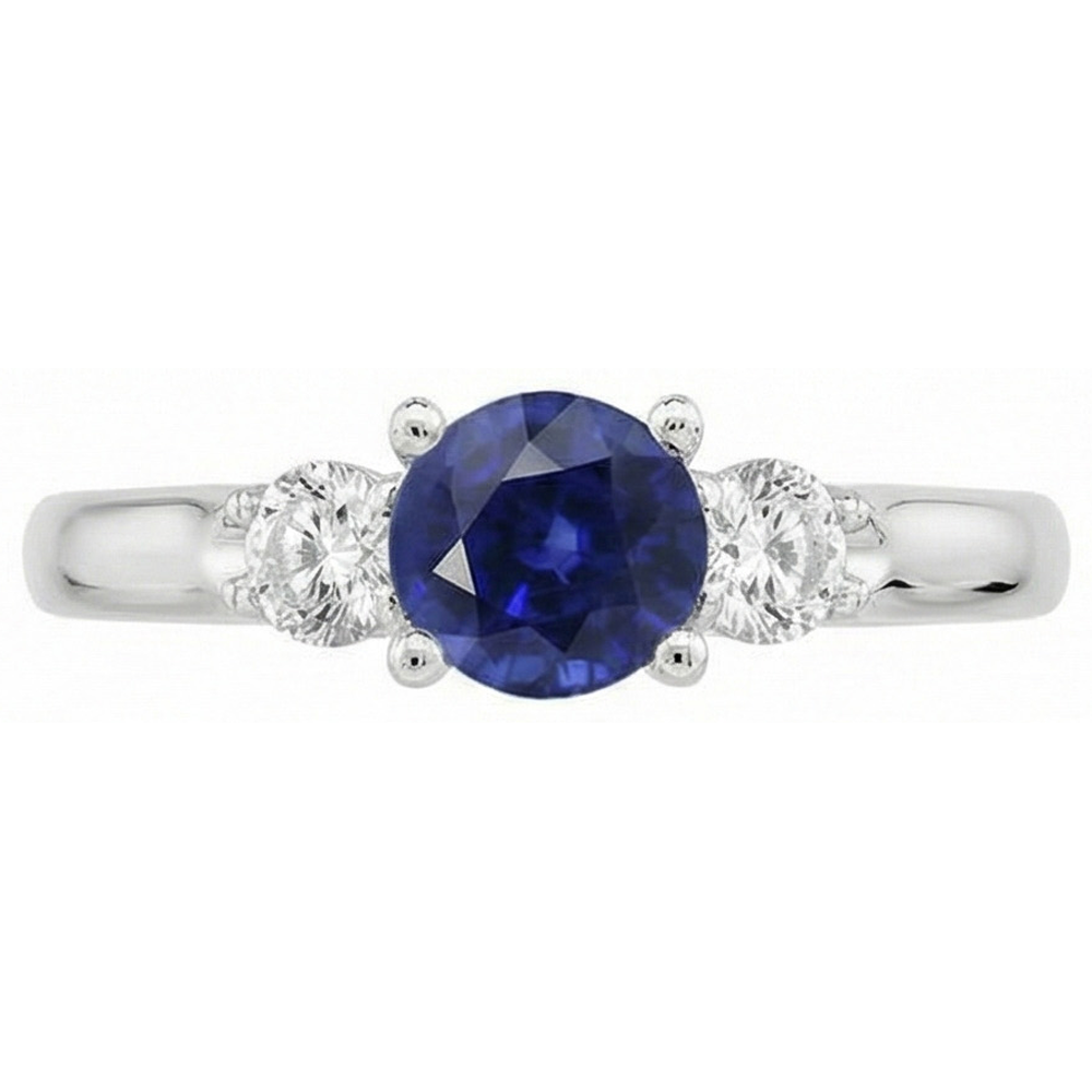 natural round sapphire 1.75ct ring side angle