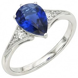 Natural Sapphire Ring 3.25ct - White Gold 14K