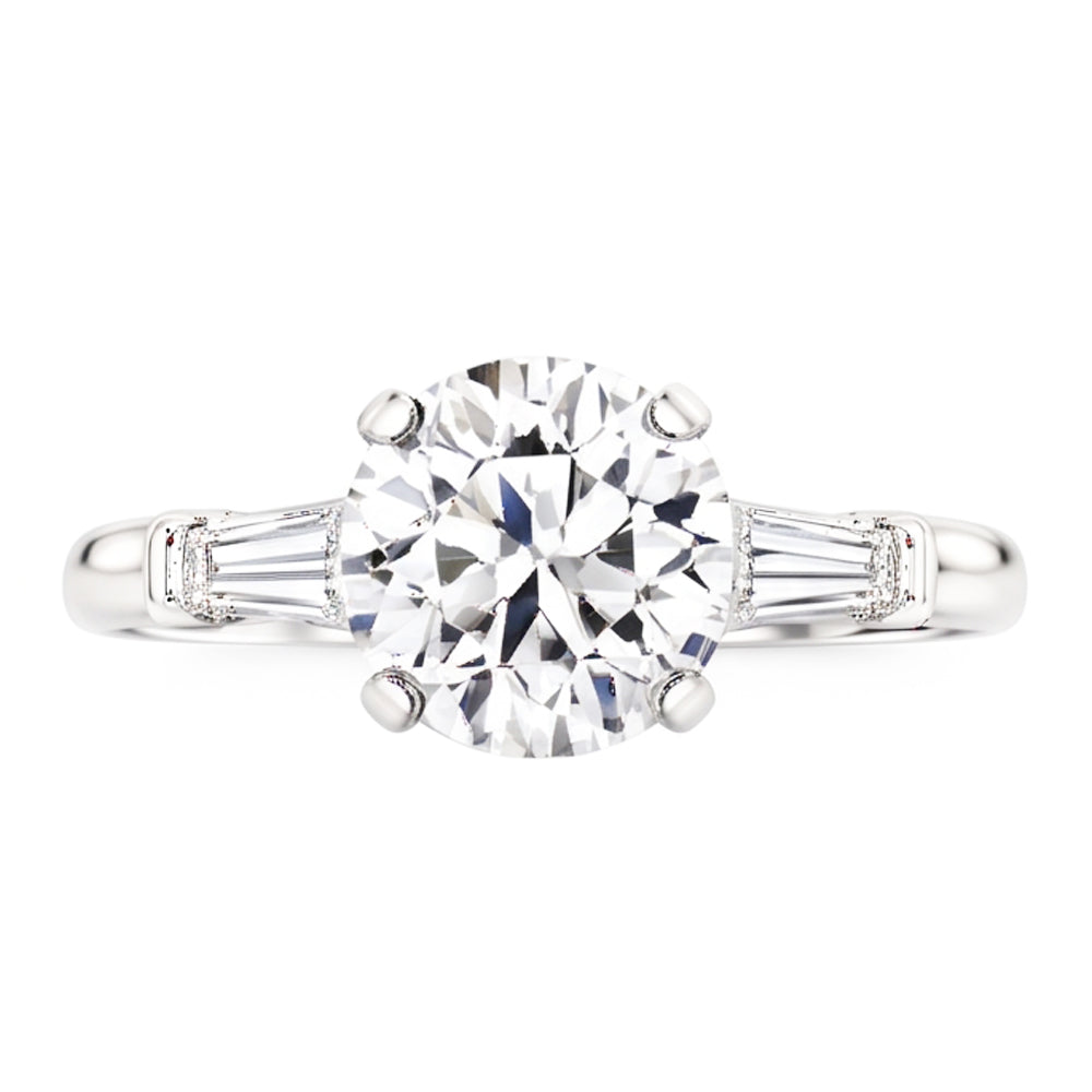 3 Stone Baguette & Round Old Mine Cut Real Natural Earth Mined Diamond ( Not Lab Grown ) Ring Gold 4 Carats