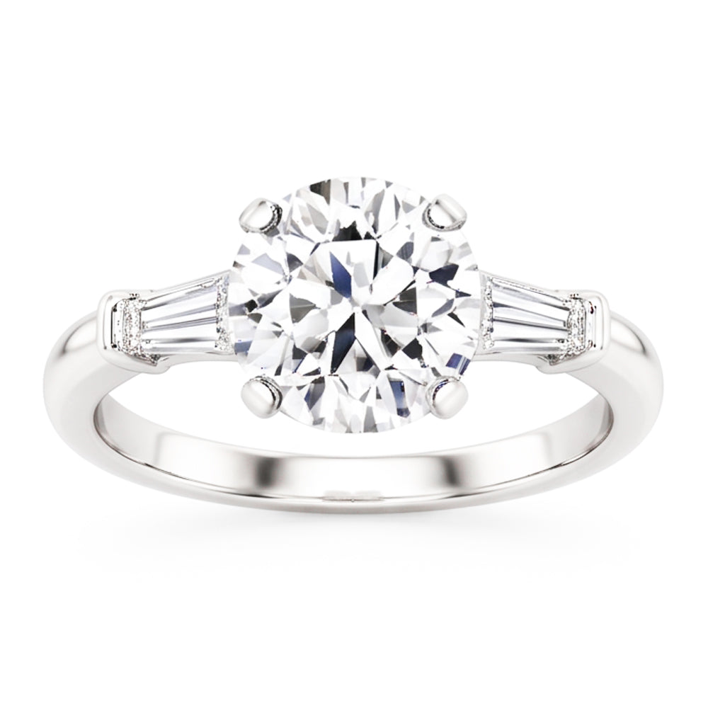 3 Stone Baguette & Round Old Mine Cut Real Natural Earth Mined Diamond ( Not Lab Grown ) Ring Gold 4 Carats