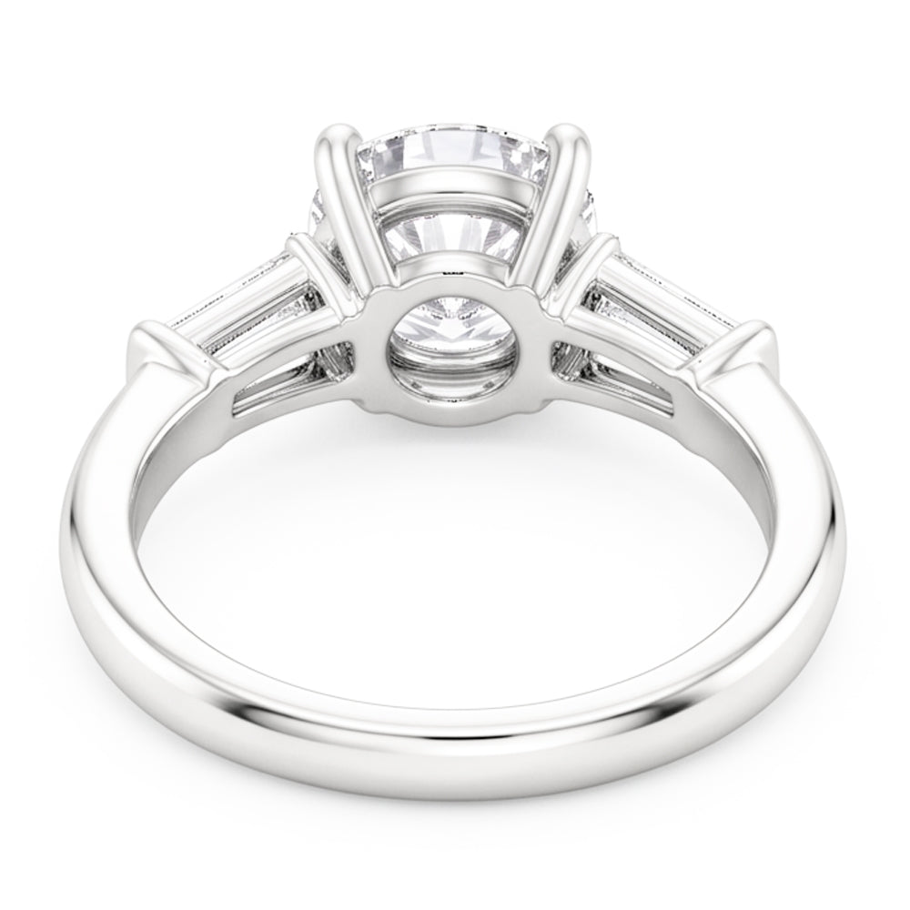 3 Stone Baguette & Round Old Mine Cut Real Natural Earth Mined Diamond ( Not Lab Grown ) Ring Gold 4 Carats
