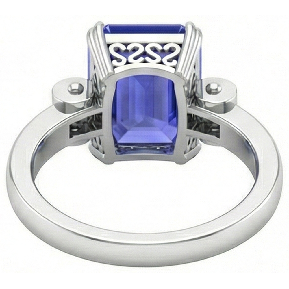 natural emerald sapphire 3ct ring on white background