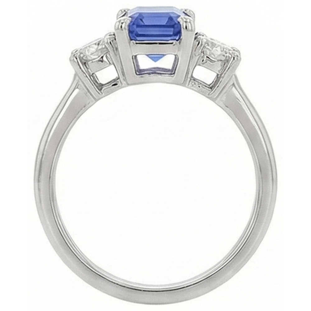 natural emerald sapphire 2.50ct ring profile view