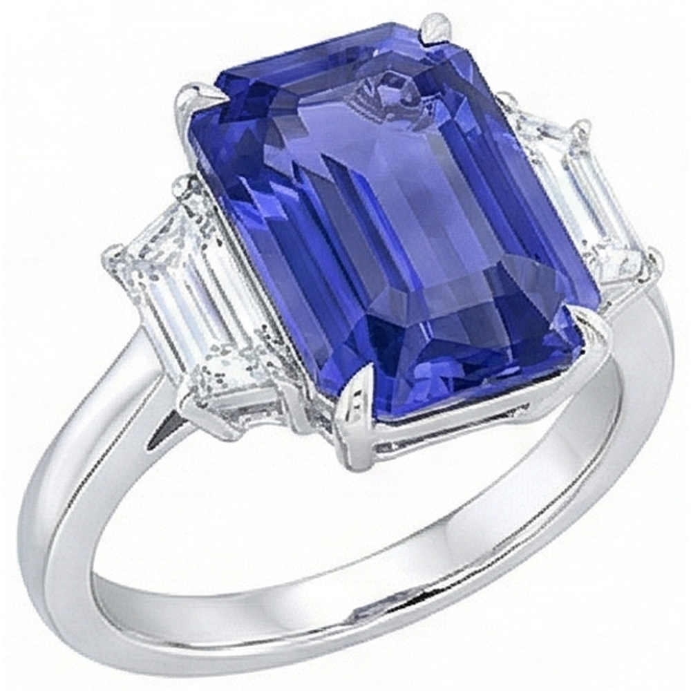 natural emerald sapphire 3.50ct ring top view