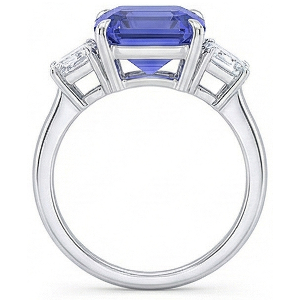 natural emerald sapphire 3.50ct ring on white background