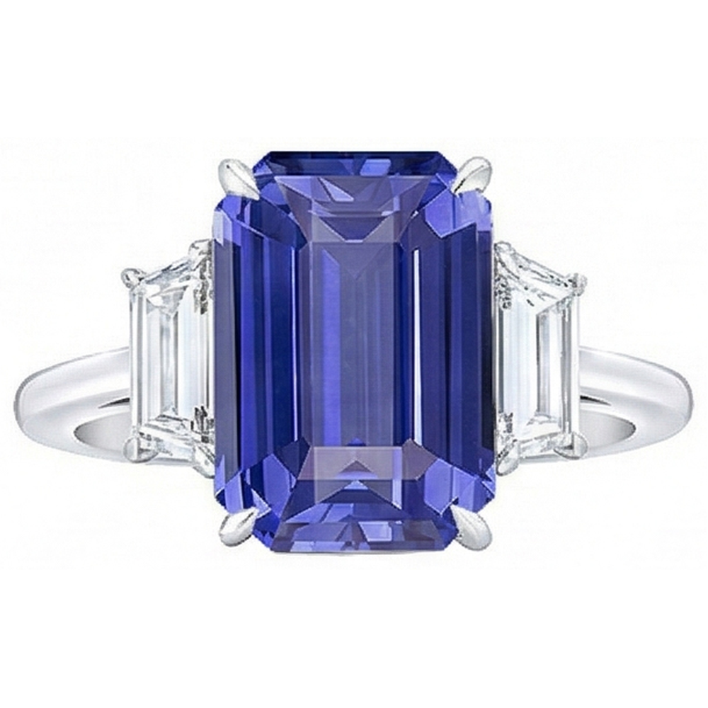 natural emerald sapphire 3.50ct ring close up detail