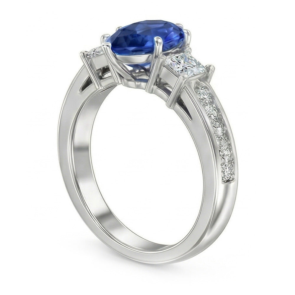 natural round sapphire 3.50ct ring top view