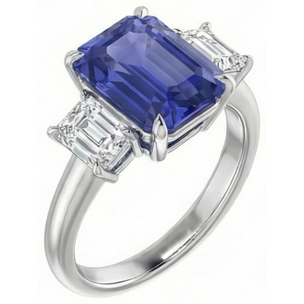 natural emerald sapphire 3ct ring side angle