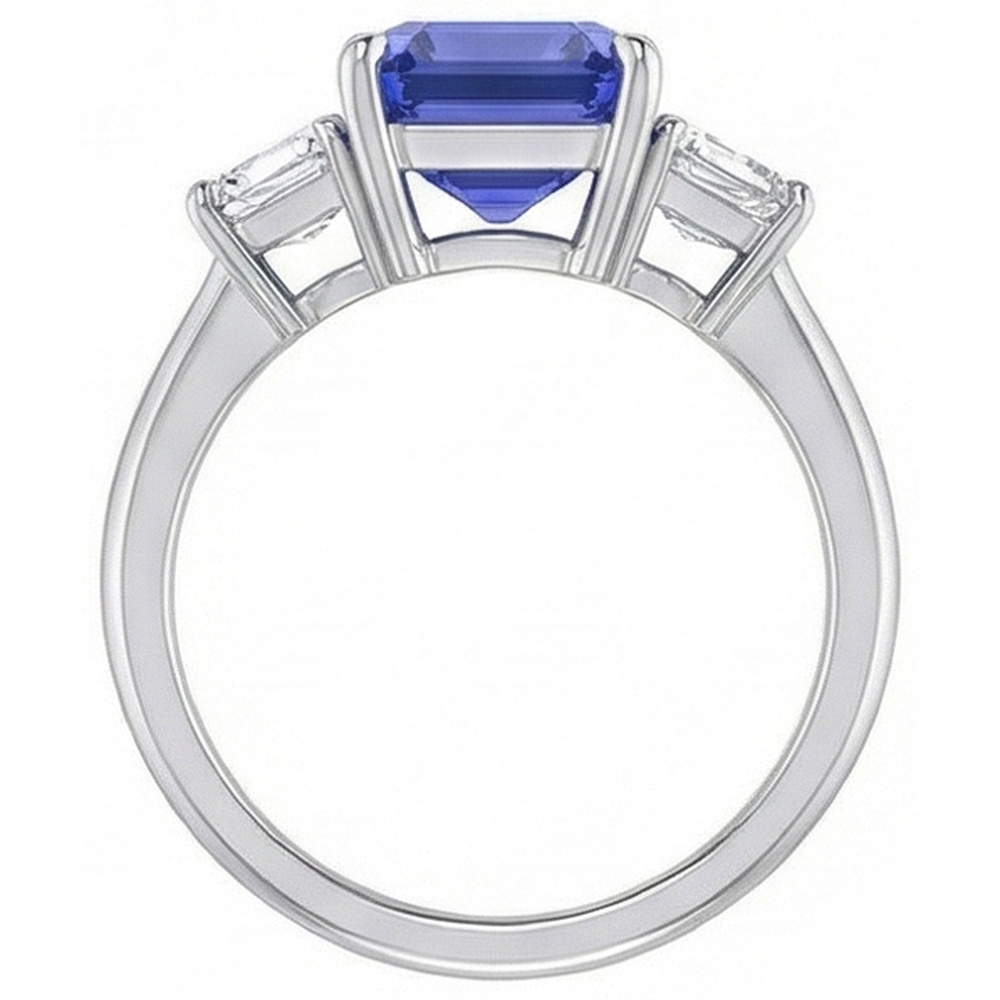 natural emerald sapphire 3ct ring profile view