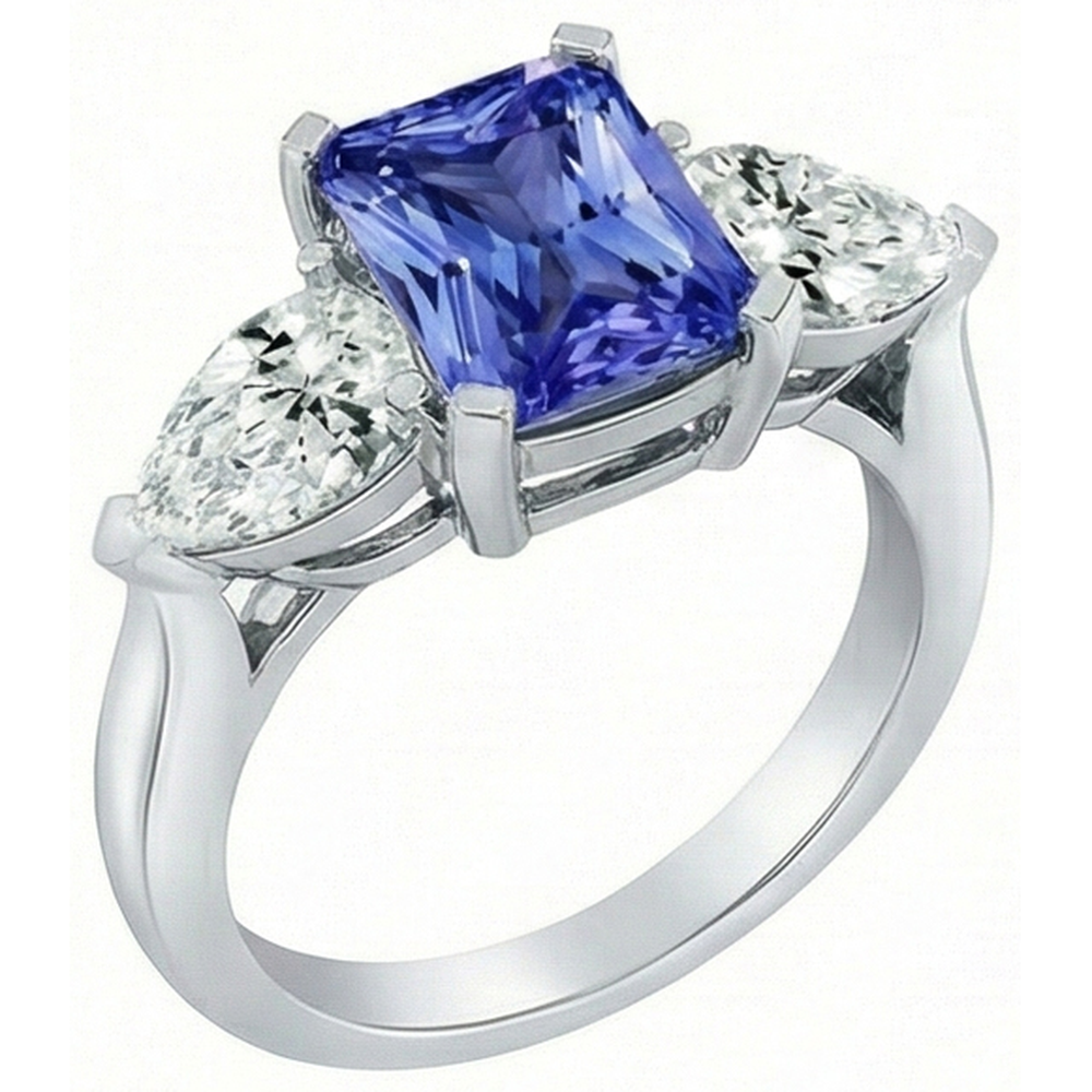 natural pear sapphire 2ct ring close up detail