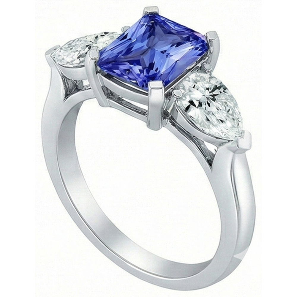 natural pear sapphire 2ct ring top view