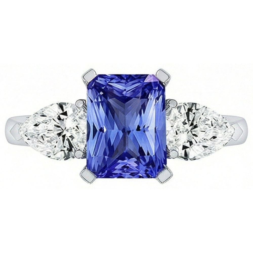 natural pear sapphire 2ct ring side angle