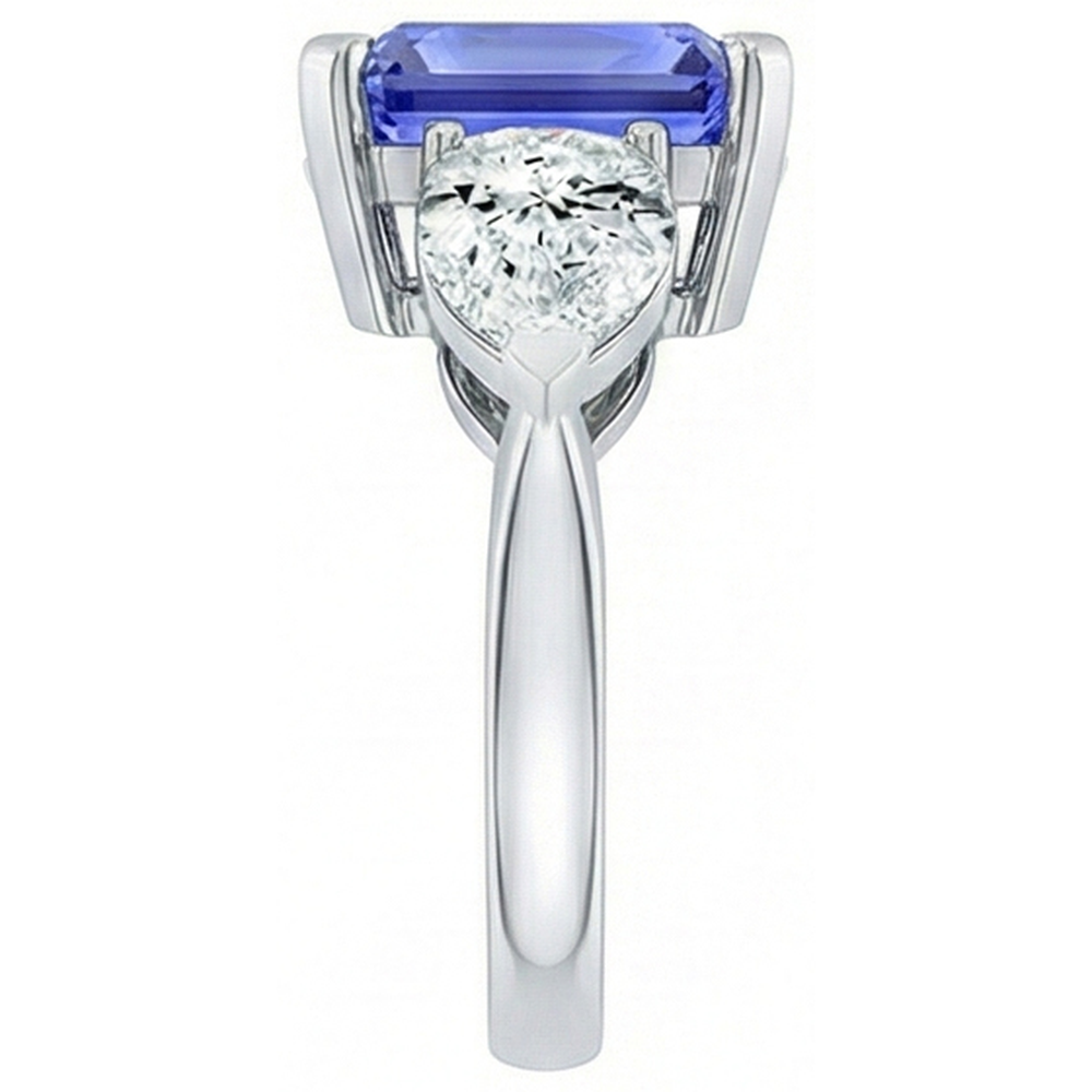 natural pear sapphire 2ct ring profile view