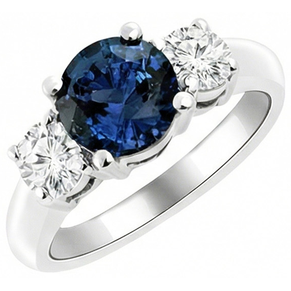 natural round sapphire 4.50ct ring front view