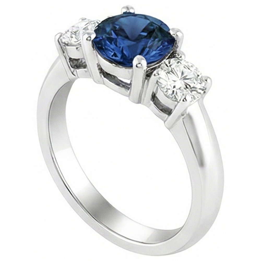 natural round sapphire 4.50ct ring close up detail
