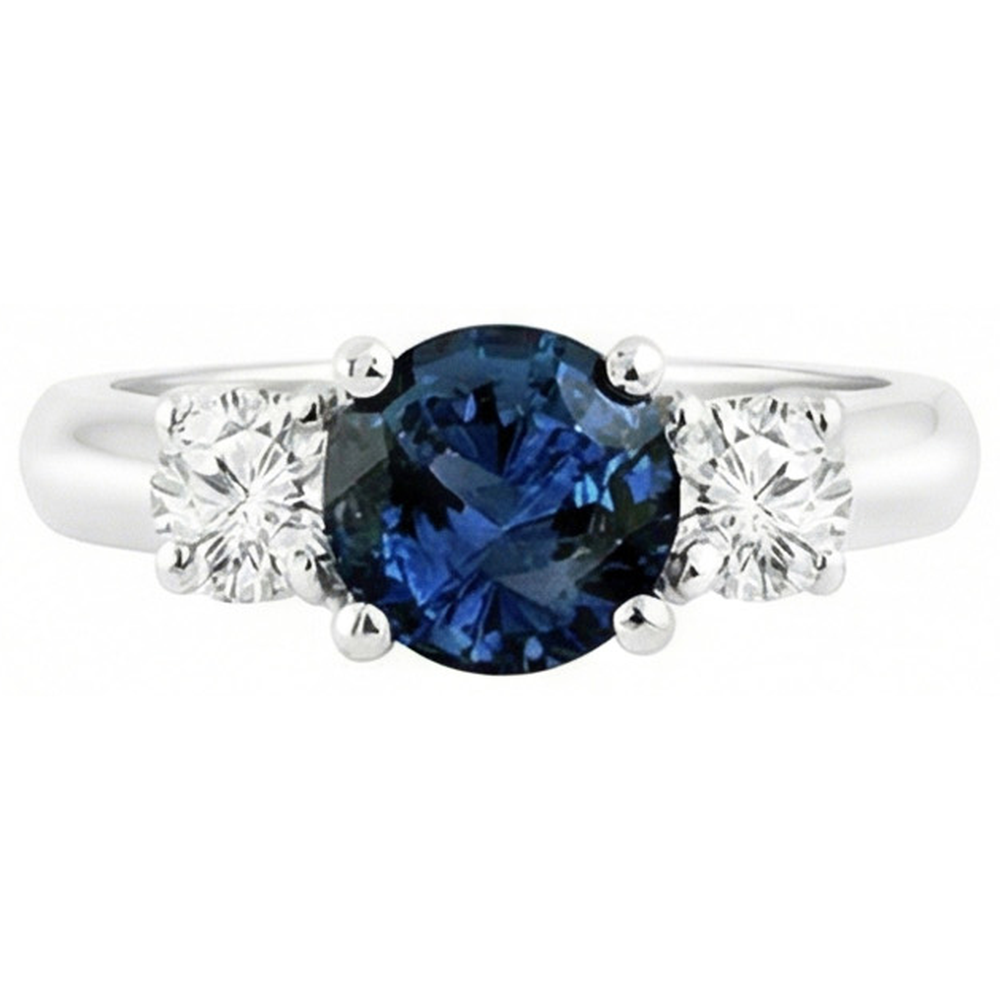 natural round sapphire 4.50ct ring side angle