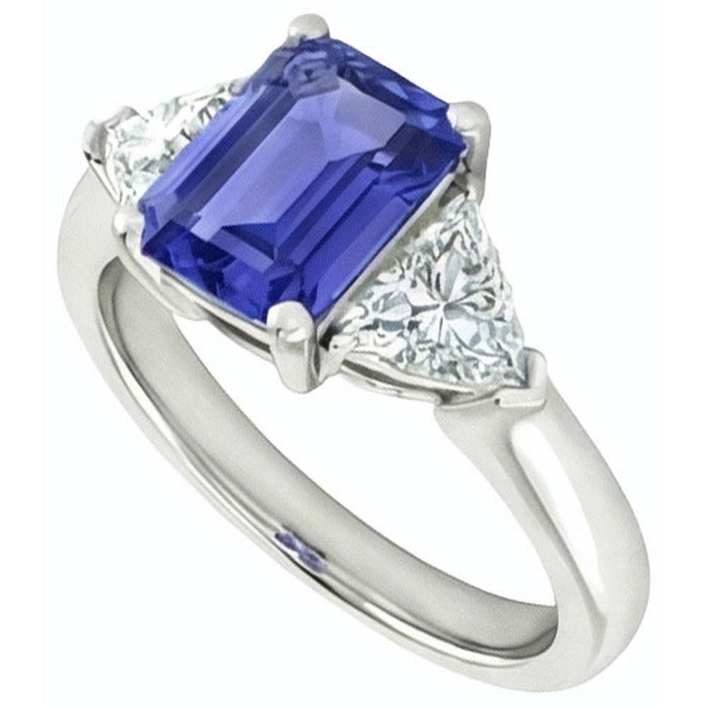 natural emerald sapphire 2ct ring side angle