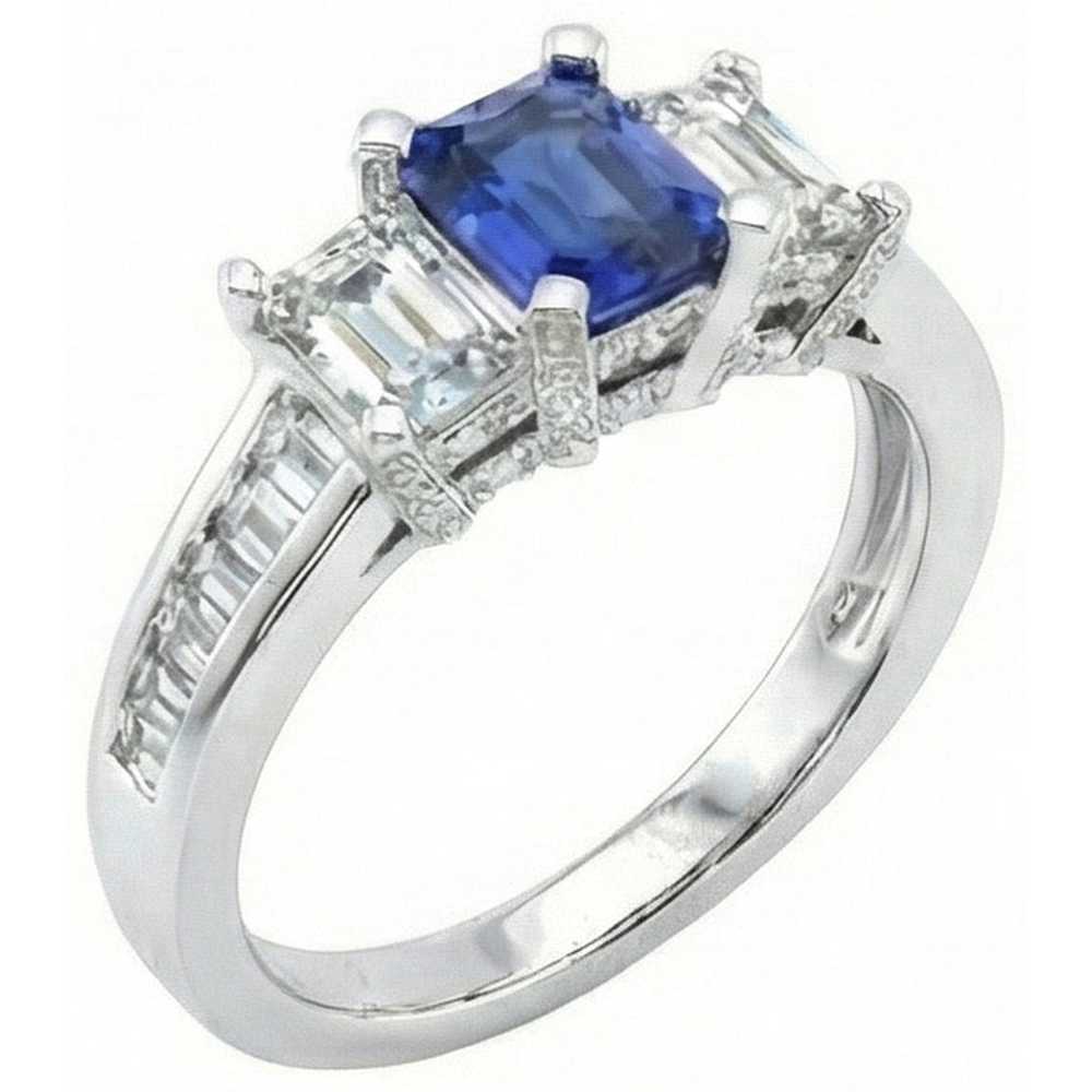 natural radiant sapphire 3ct ring side angle