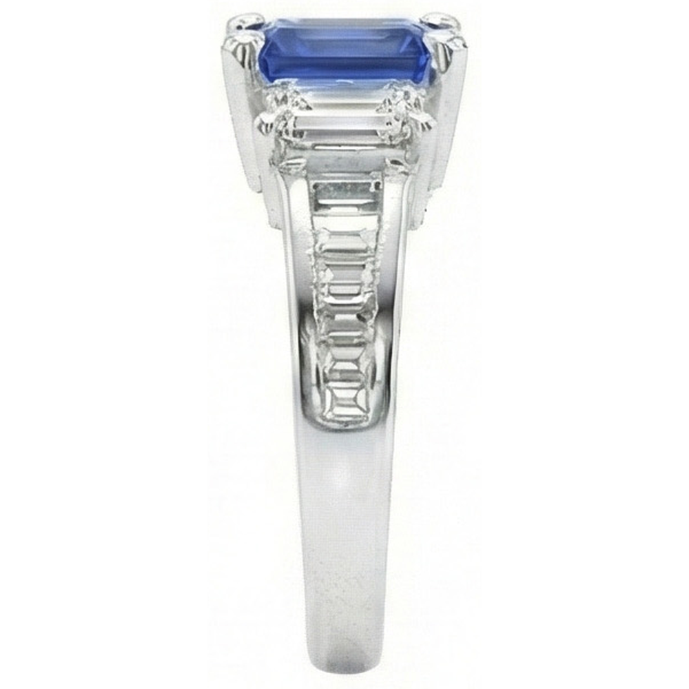 natural radiant sapphire 3ct ring top view