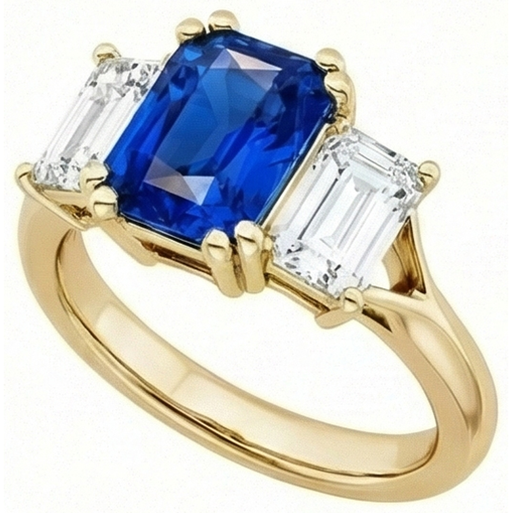 natural radiant sapphire 2ct ring front view