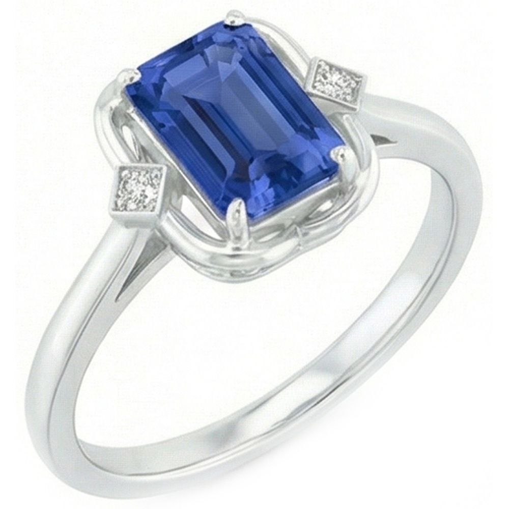 3 Stone Emerald Sapphire Ring Bezel Set Round Natural Earth Mined Diamond ( Not Lab Grown )s 1.75 Carats