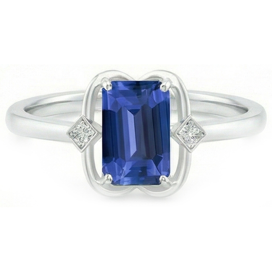 3 Stone Emerald Sapphire Ring Bezel Set Round Natural Earth Mined Diamond ( Not Lab Grown )s 1.75 Carats