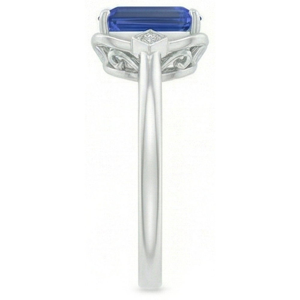 3 Stone Emerald Sapphire Ring Bezel Set Round Natural Earth Mined Diamond ( Not Lab Grown )s 1.75 Carats