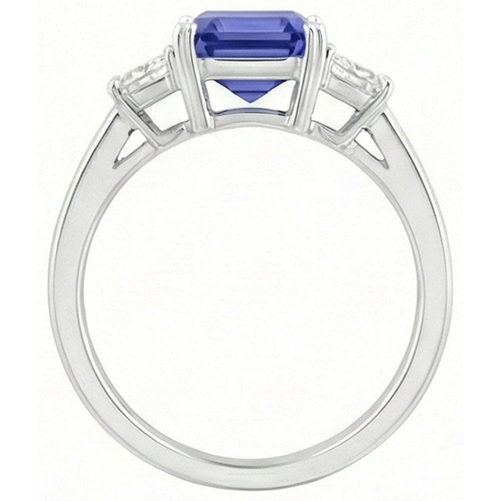 3 Stone Emerald Sapphire Ring & Radiant Natural Earth Mined Diamond ( Not Lab Grown ) Jewelry 2.75 Carats