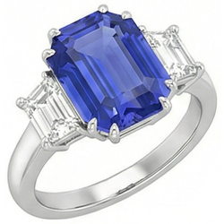 Natural Sapphire Ring 3ct - White Gold 14K
