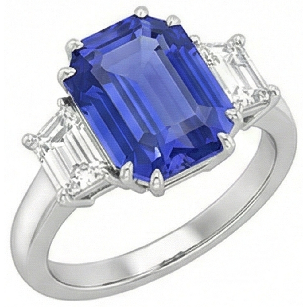 natural emerald sapphire 3ct ring front view