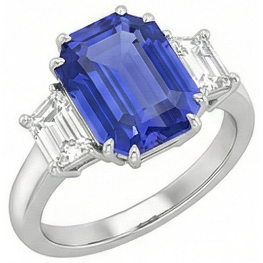 natural emerald sapphire 3ct ring front view