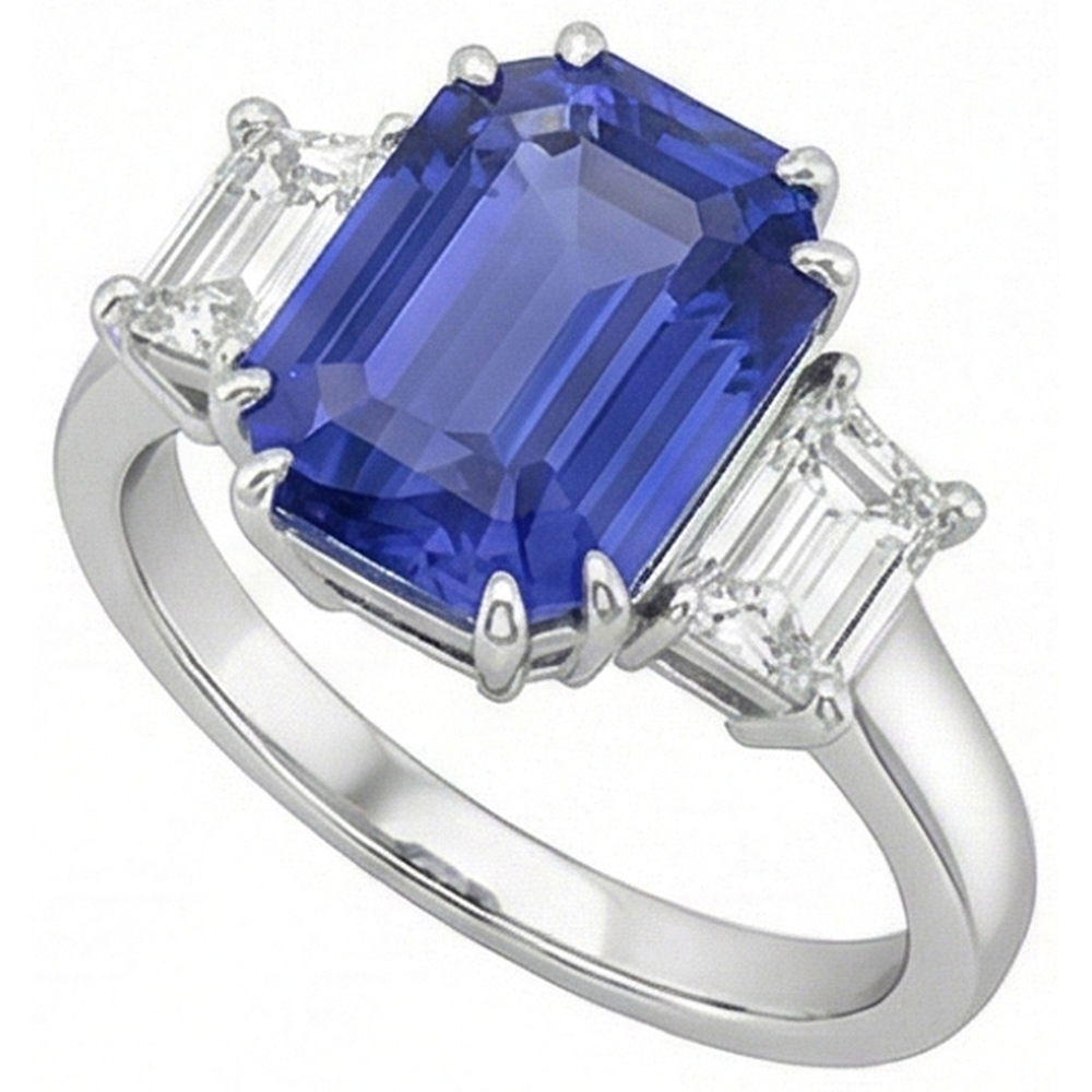natural emerald sapphire 3ct ring close up detail