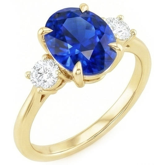 natural round sapphire 3ct ring front view