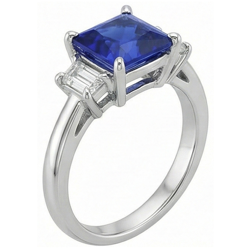 natural princess sapphire 4ct ring side angle