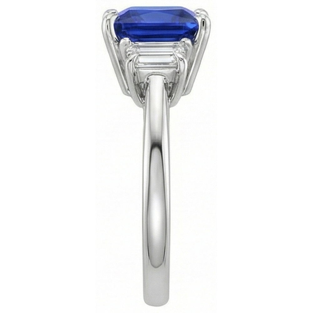 natural princess sapphire 4ct ring profile view