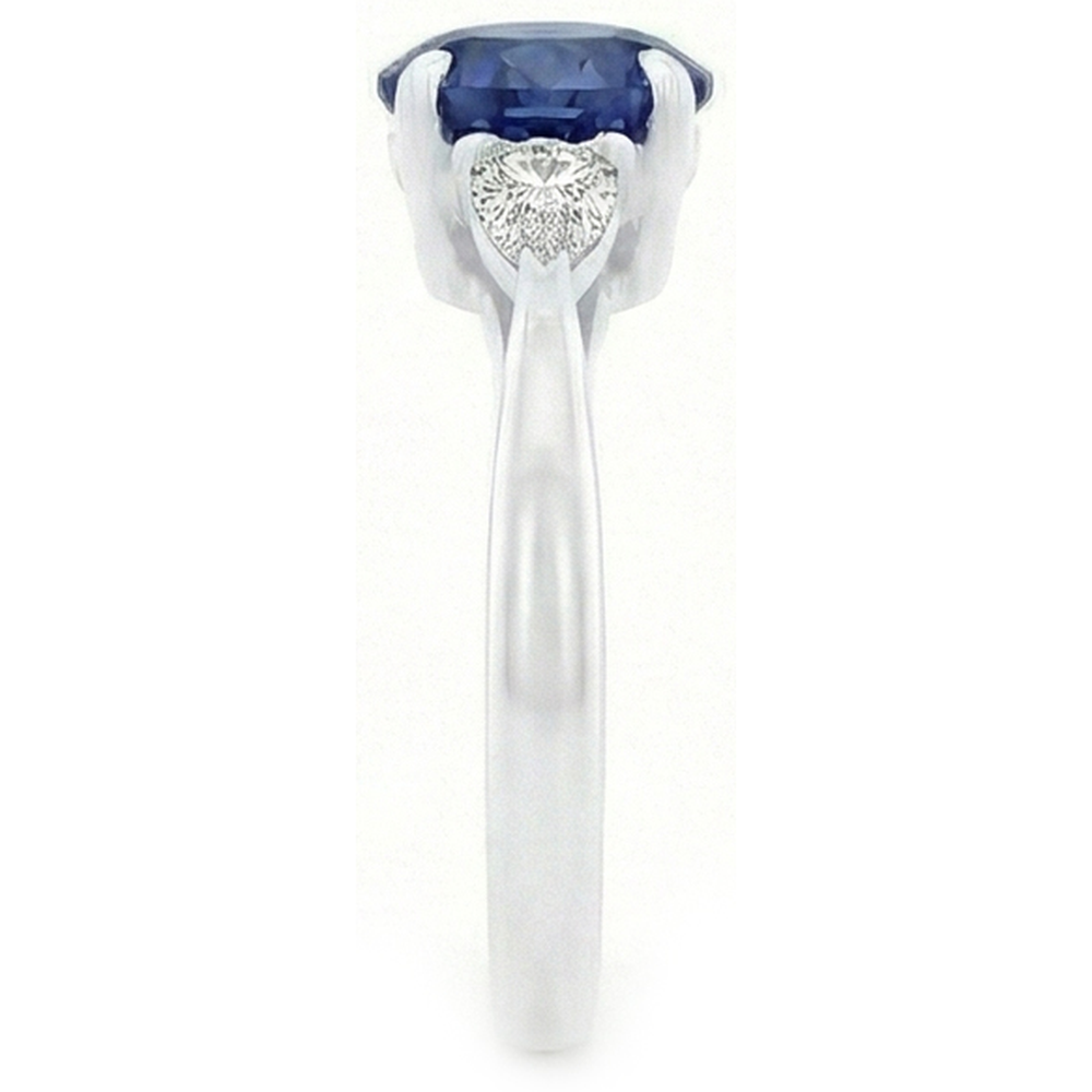natural round sapphire 2.50ct ring profile view