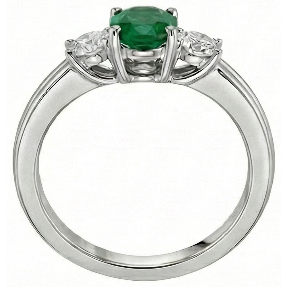 natural round emerald 3.50ct ring top view