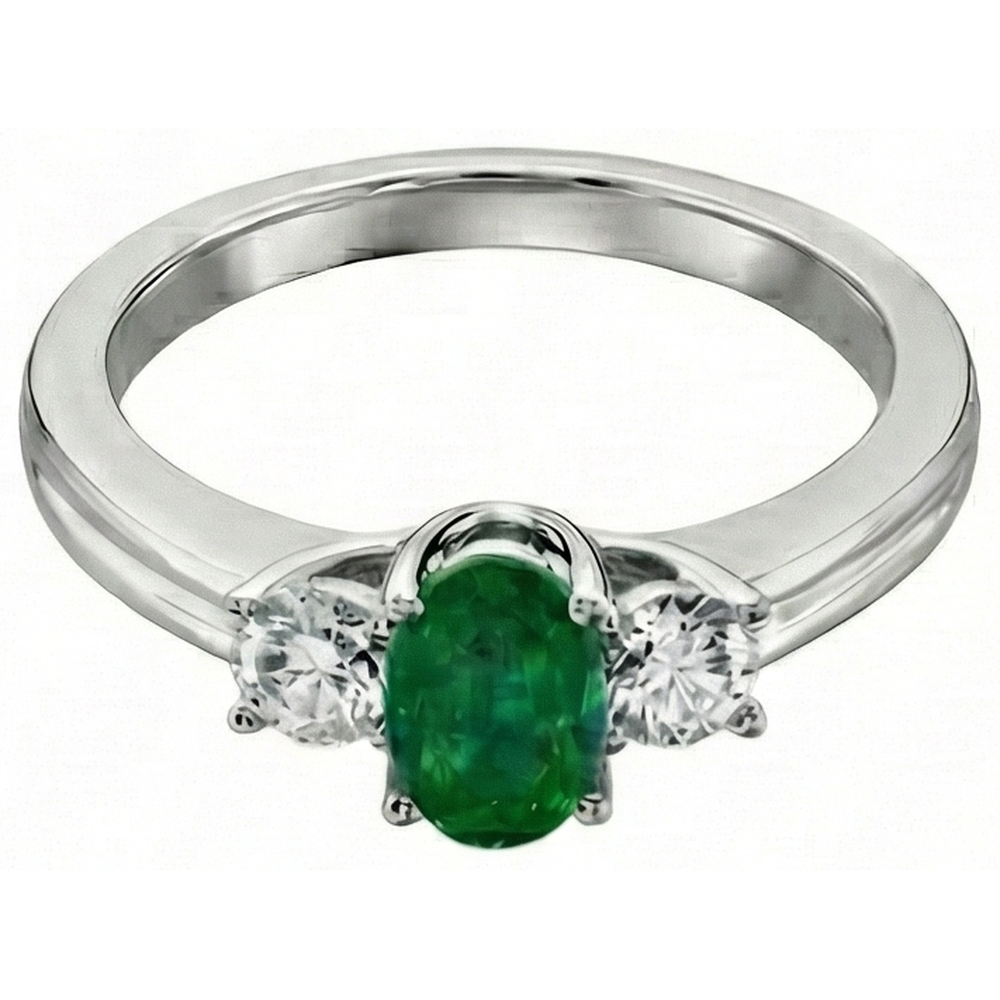 natural round emerald 3.50ct ring close up detail