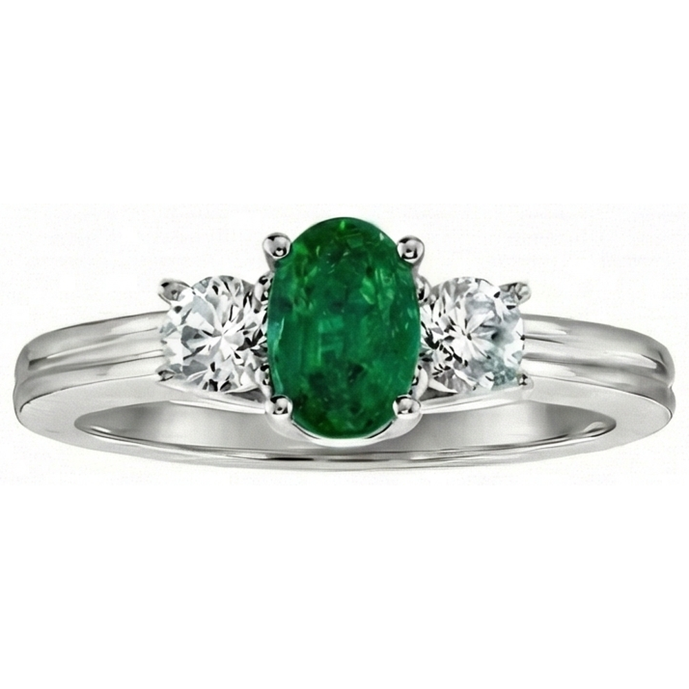 natural round emerald 3.50ct ring side angle