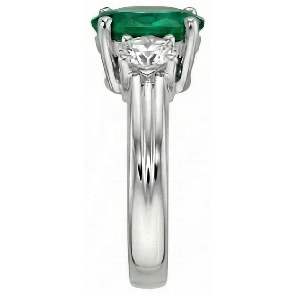 natural round emerald 3.50ct ring profile view