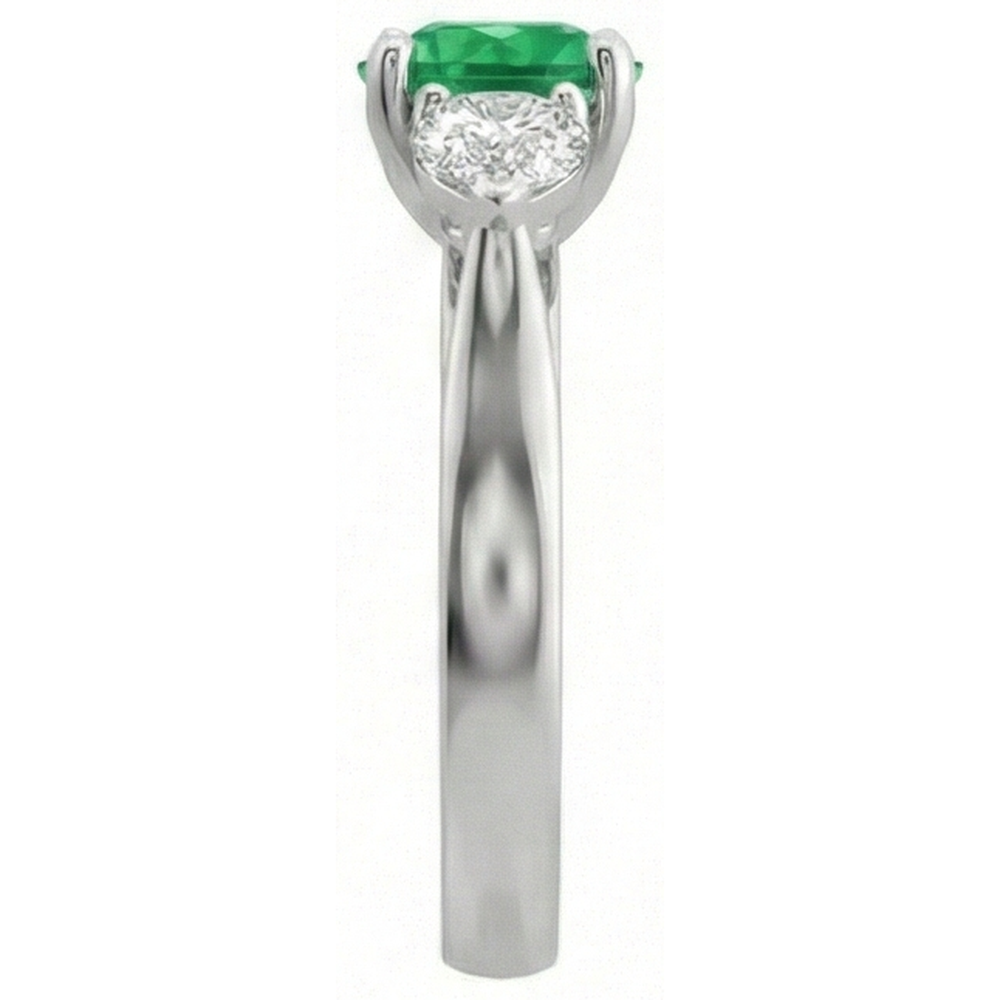 3 Stone Green Emerald & Natural Earth Mined Diamond ( Not Lab Grown ) s 3 Carats Engagement Ring White Gold 14K