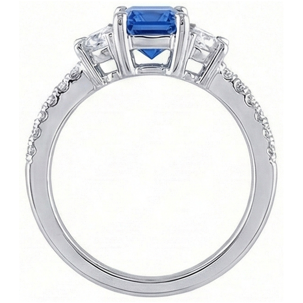 natural round sapphire 3ct ring profile view